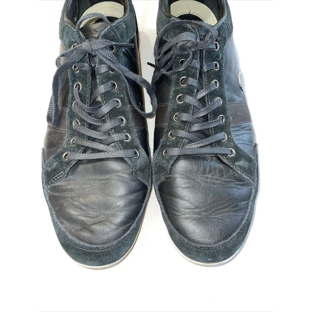Lacoste Casual Sneakers Mens Size 13 M Black Leather Lace Up Fashion Shoes
